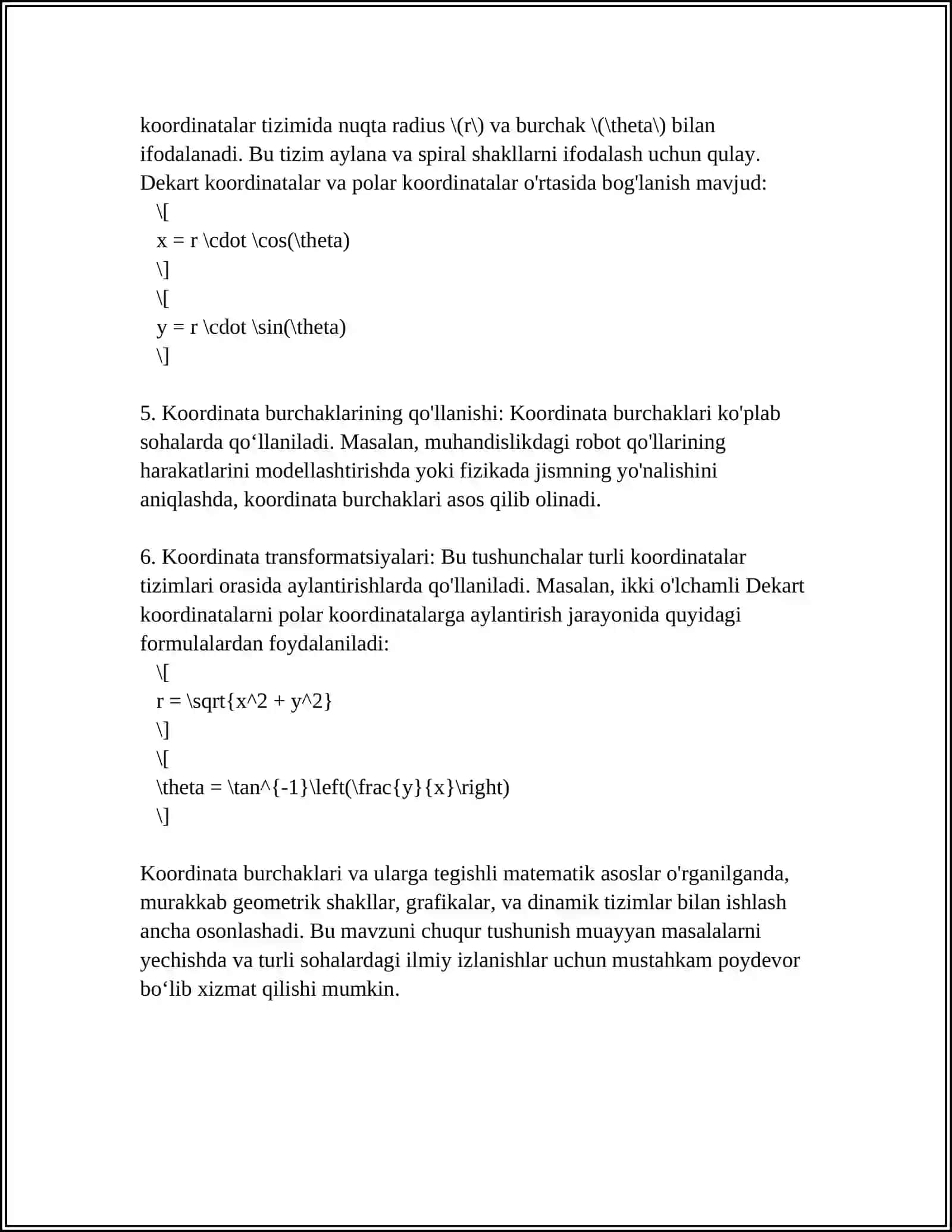 Koordinata burchagi asoslari 4