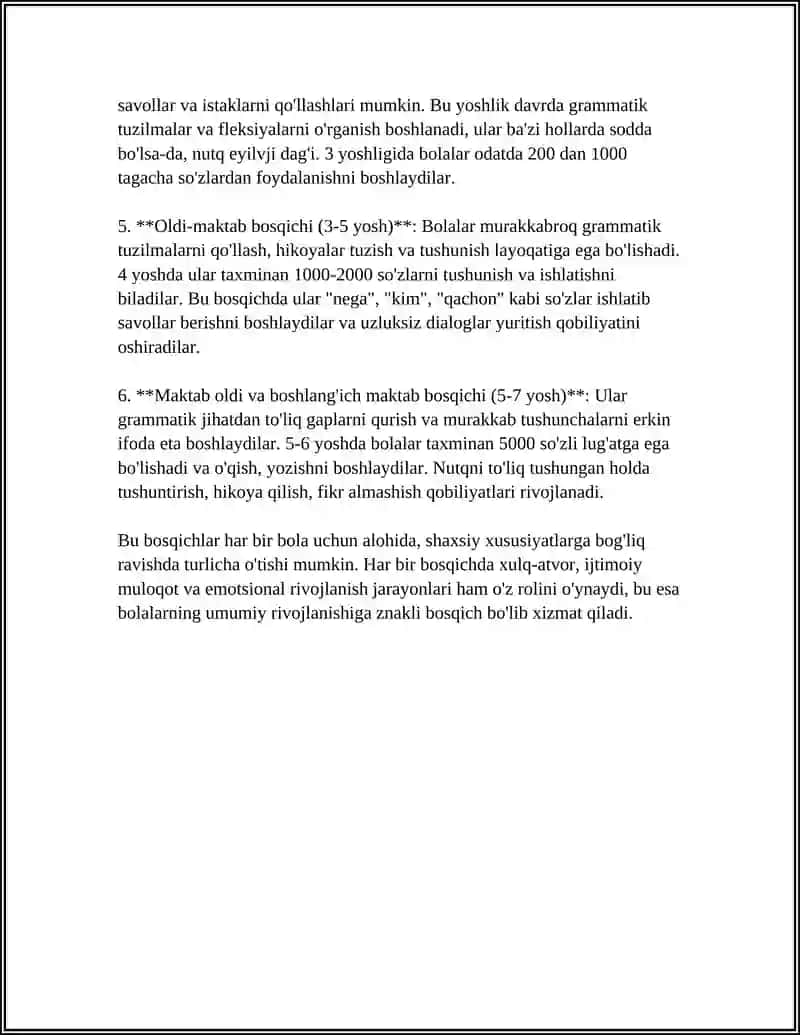 BOLALAR NUTQI RIVOJLANISHINING O'ZIGA XOS XUSUSIYATLARI VA BOSQICHLAR 4