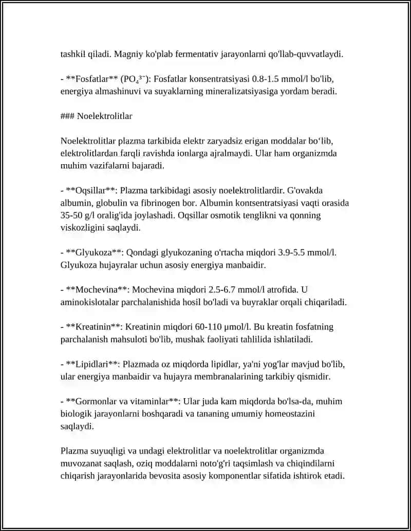 ORGANIZMNING BIOLOGIK SUYUQLIKLARI ELEKTROLIT VA NOELEKTROLITLAR ERITMALARI SIFATIDA 4