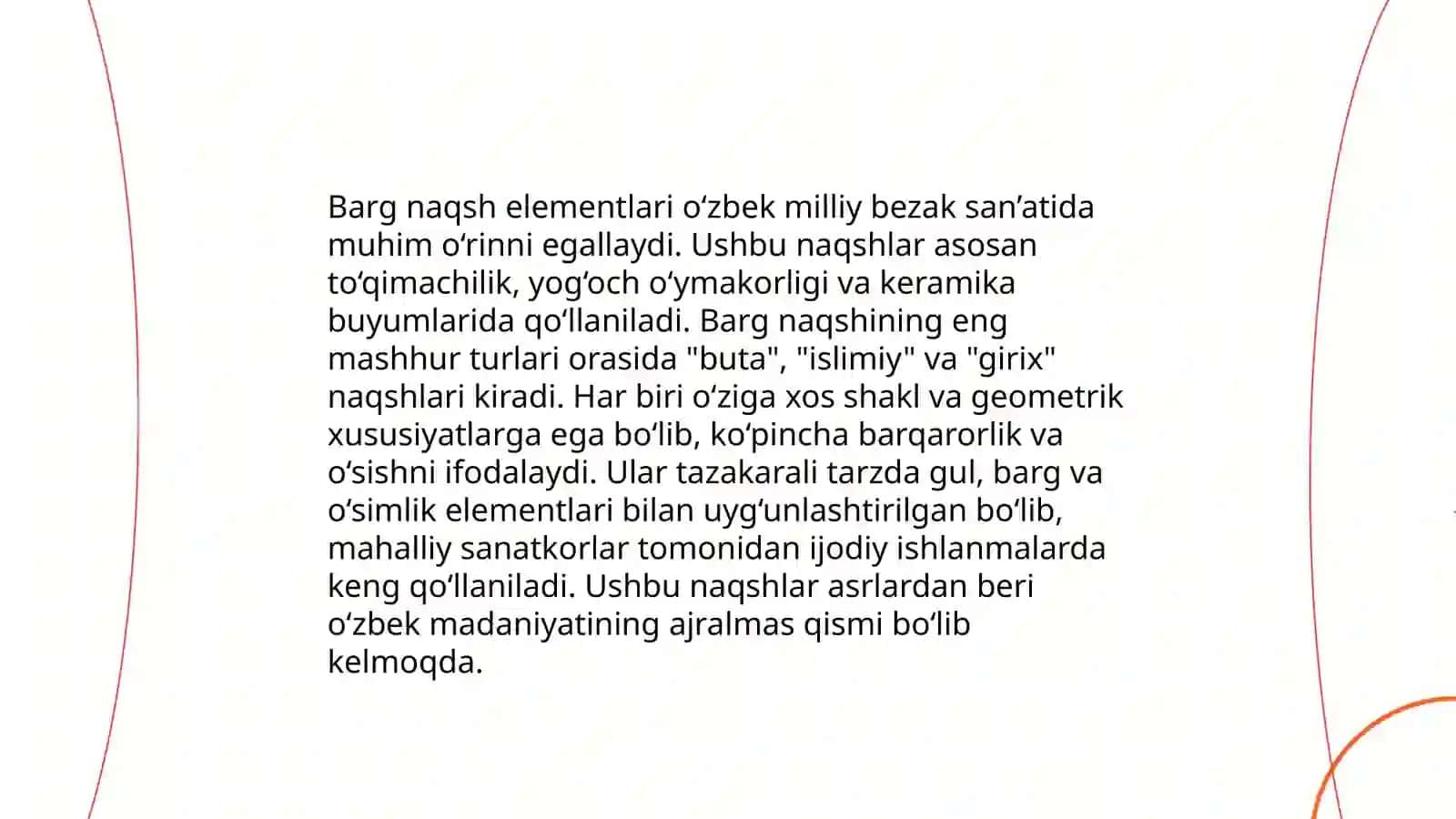 Minatura kompozitsiyasida ishlatiladigan oddiy naqsh elementlarini(gul,barg,shukufta,bofta,marg’ula,tanob,novda)tasvirlash 4