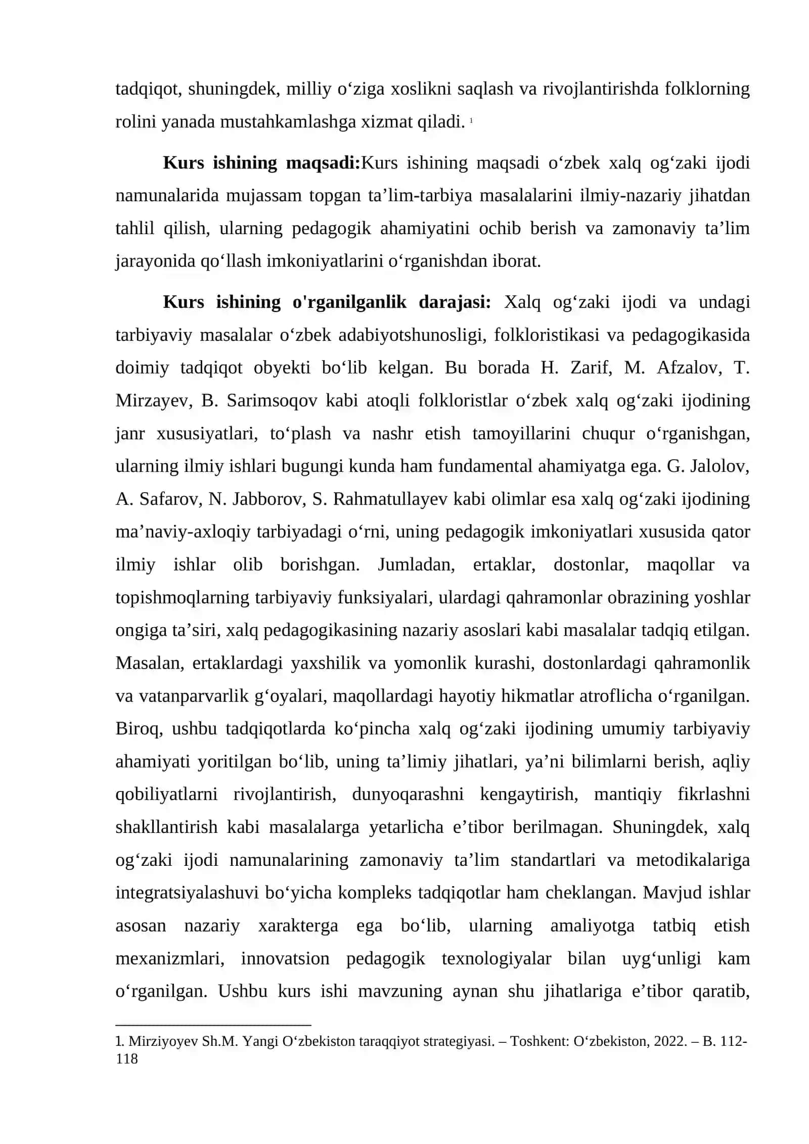 XALQ OGʻZAKI IJODIY NAMUNALARIDA TA'LIM-TARBIYA MASALALARI KURS ISHI 4