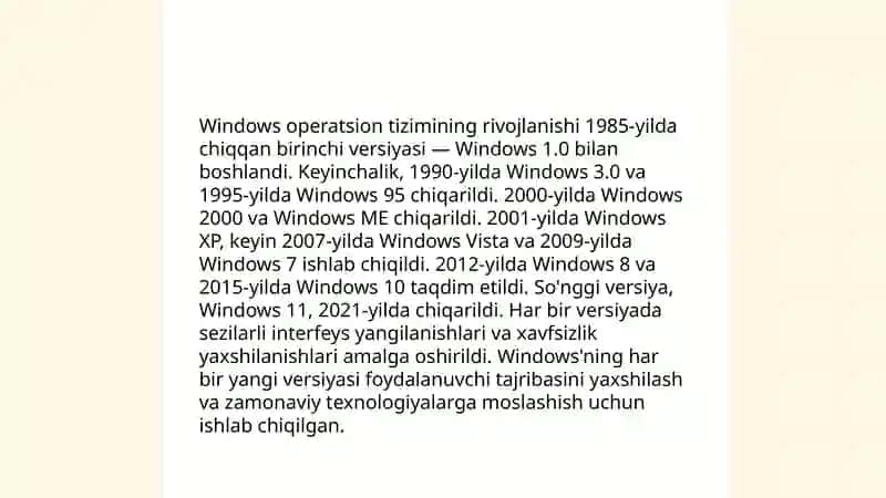 Windows operatsion tizimi haqida tushuncha 4