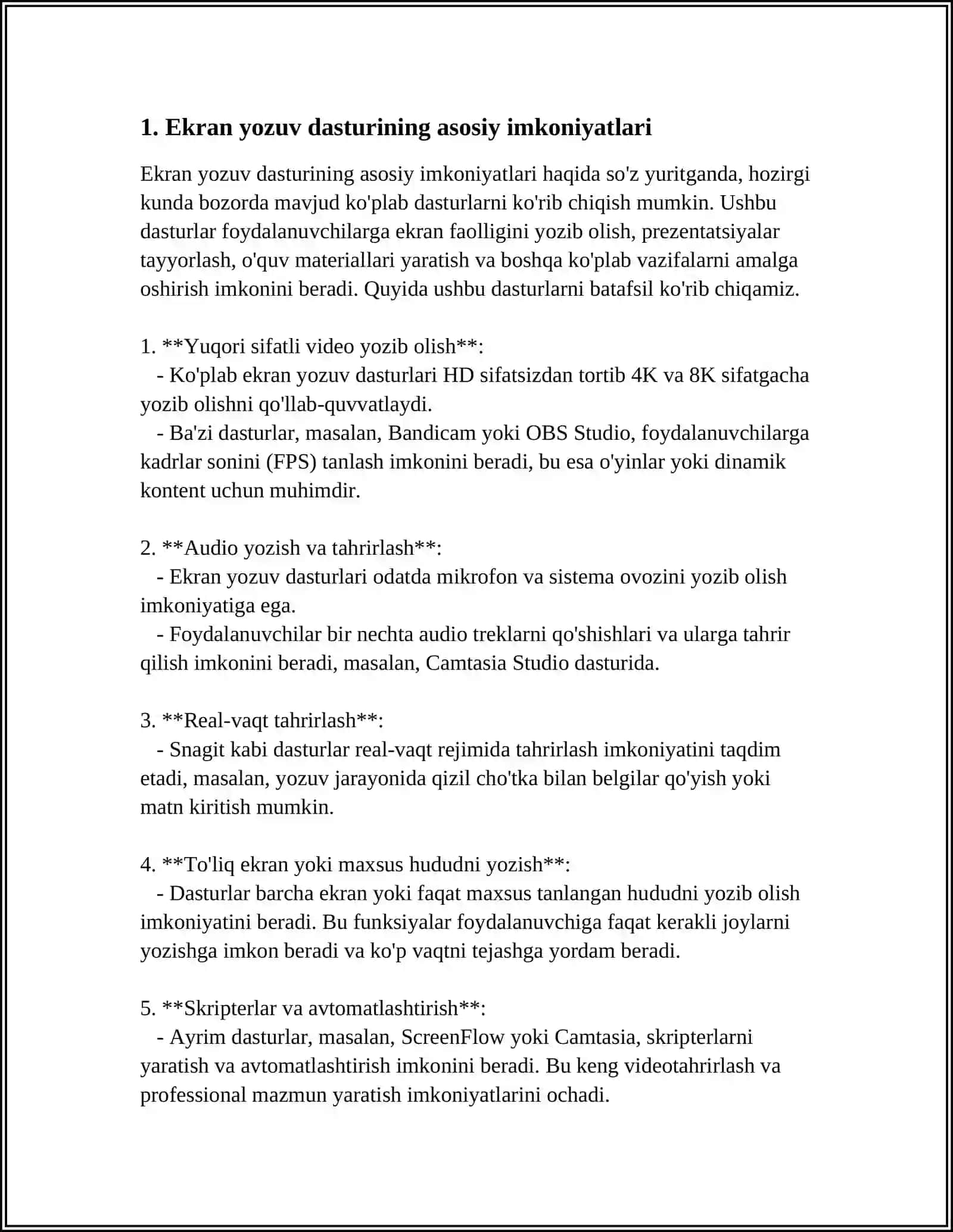 SCREEN RECORD DASTURI YORDAMIDA VIDEO VA BOSHQA MAXSULOTLAR YARATISH 4