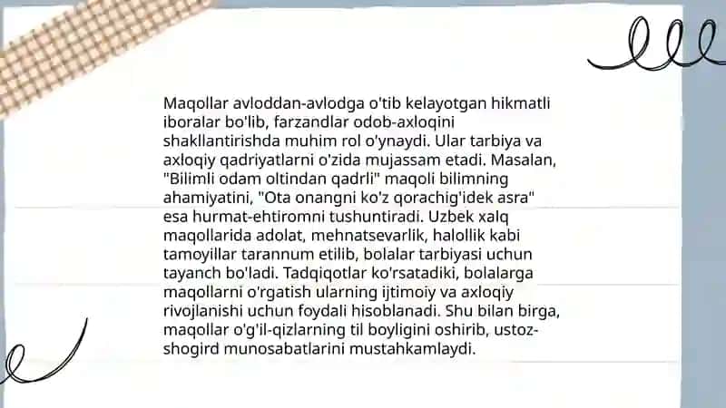 Maqollarning tarbiyaviy ahamiyati 4