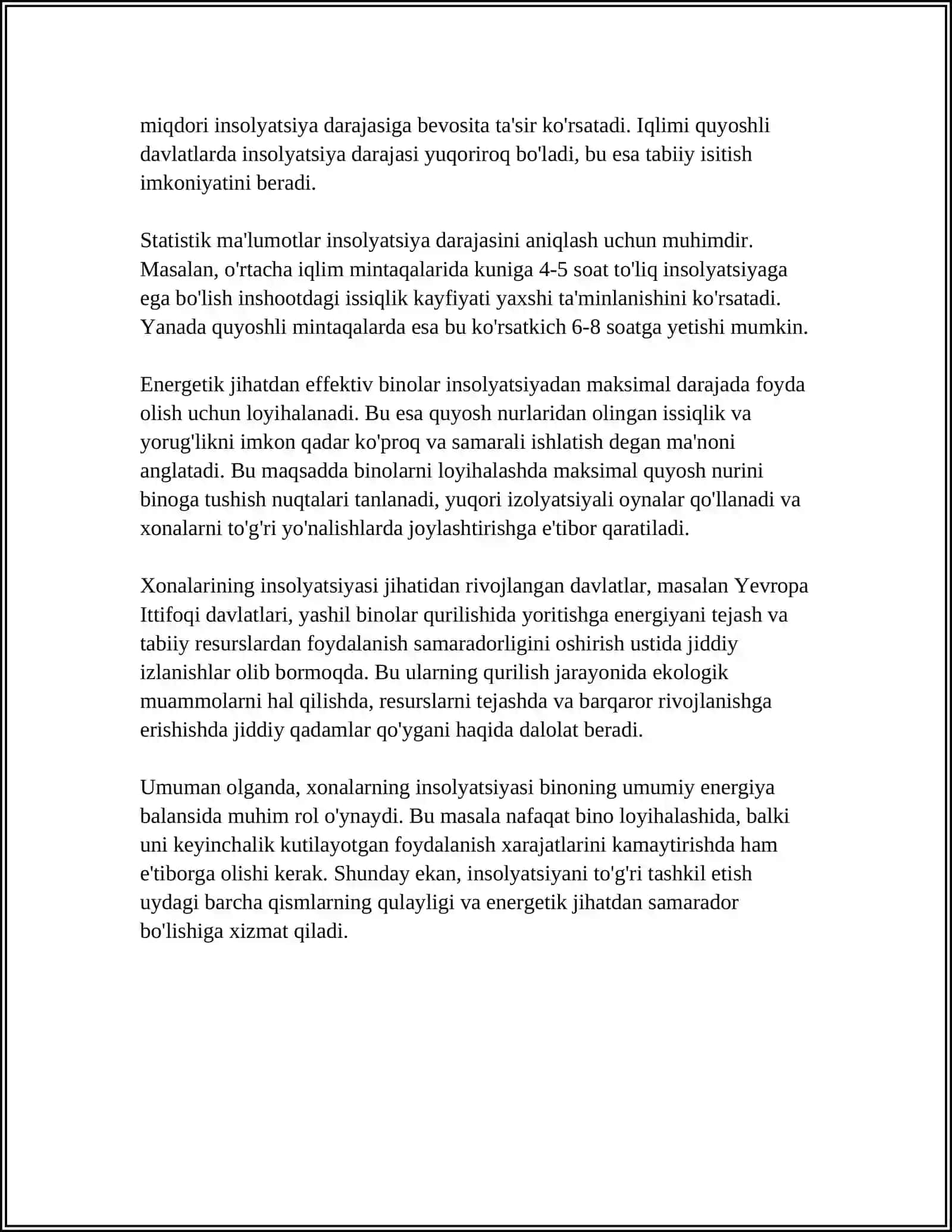 XONALARNING INSOLYATSIYASI HAQIDA TUSHUNCHA, UNING AHAMIYATI. XONALARNING TABIIY YORUG‘LIGINI BELGILOVCHI OMILLAR 4