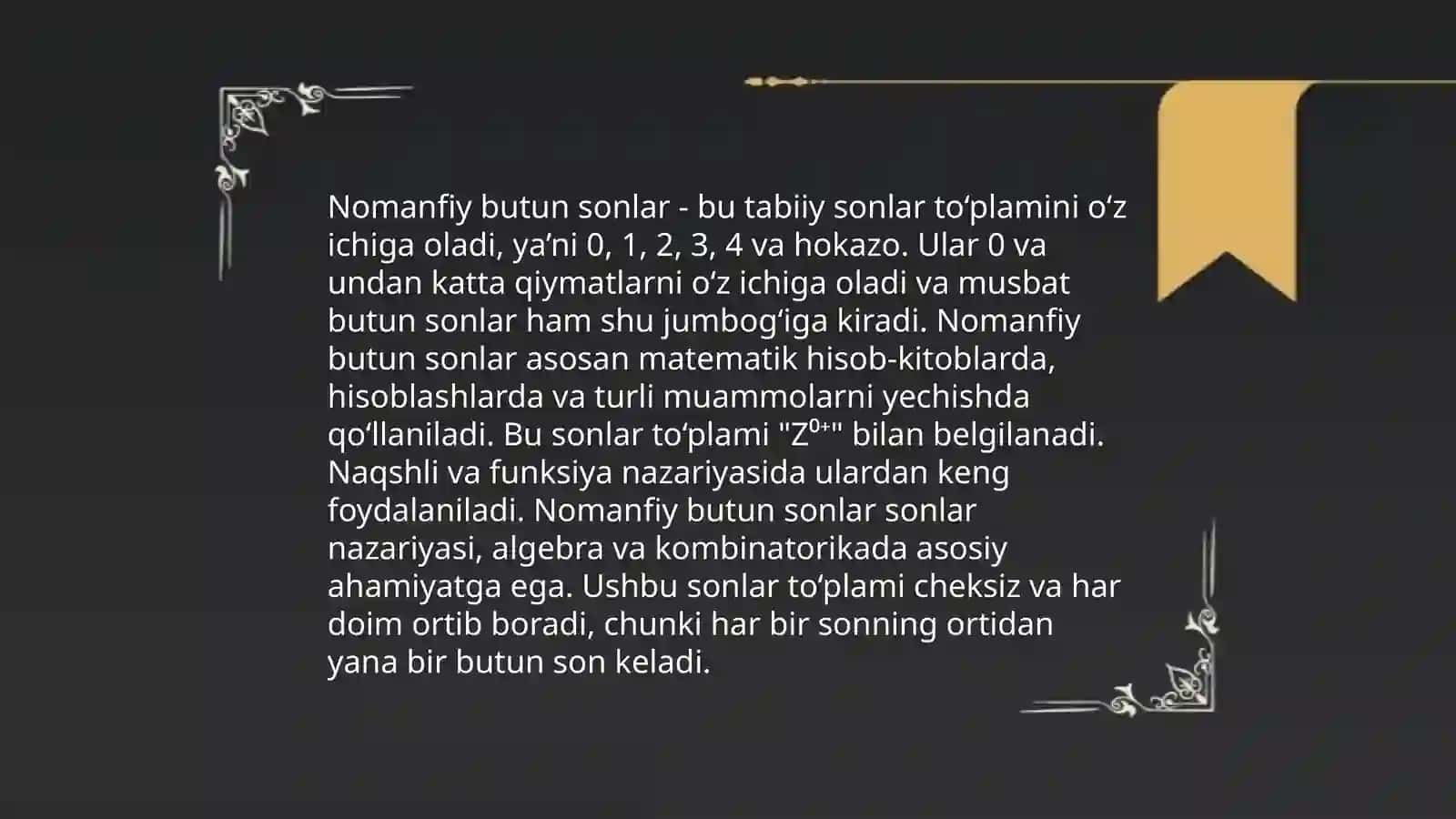 Oʻnli sanoq sistemasidagi nomanfiy butun sonlarni arifmetik amallarining algaritmi 4