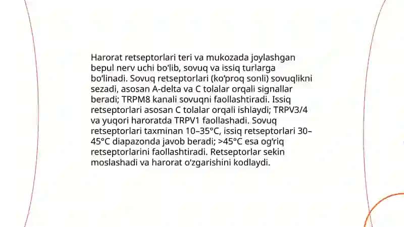 Taktil va haroratretsepsiyalari 4