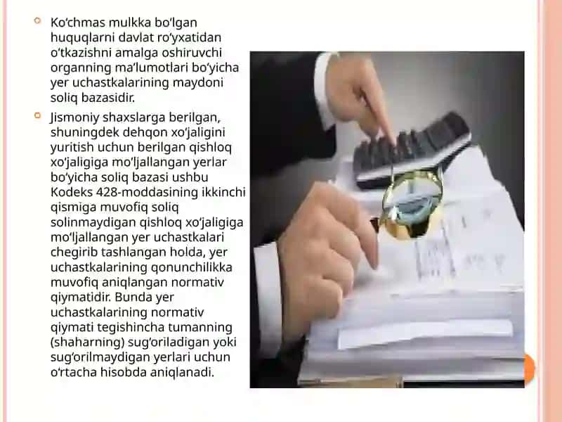 Jismoniy shaxslardan olinadigan yer solig’i 4