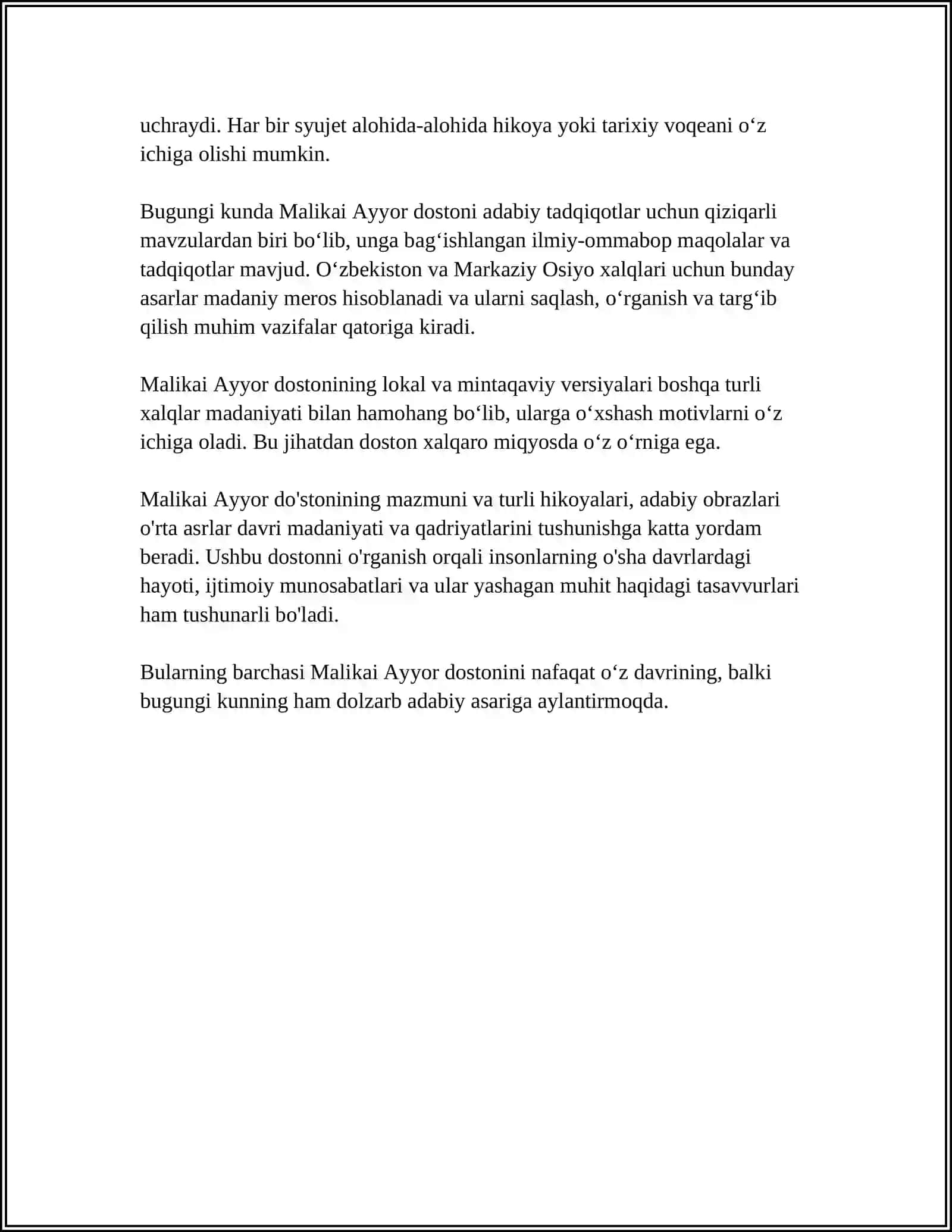 Malikai Ayyor Dostoni Haqida 4