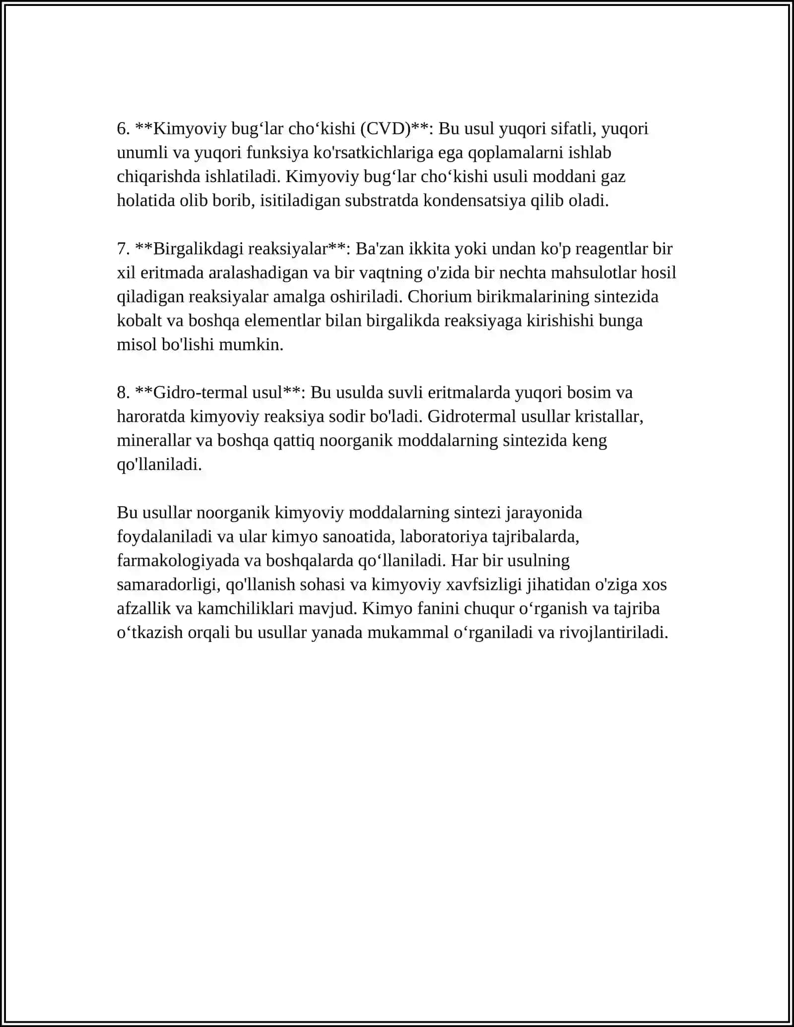 KIMYOVIY TEXNOLOGIYA JARAYONLARIDA NOORGANIK KIMYOVIY MODDALARNING SINTEZI 4