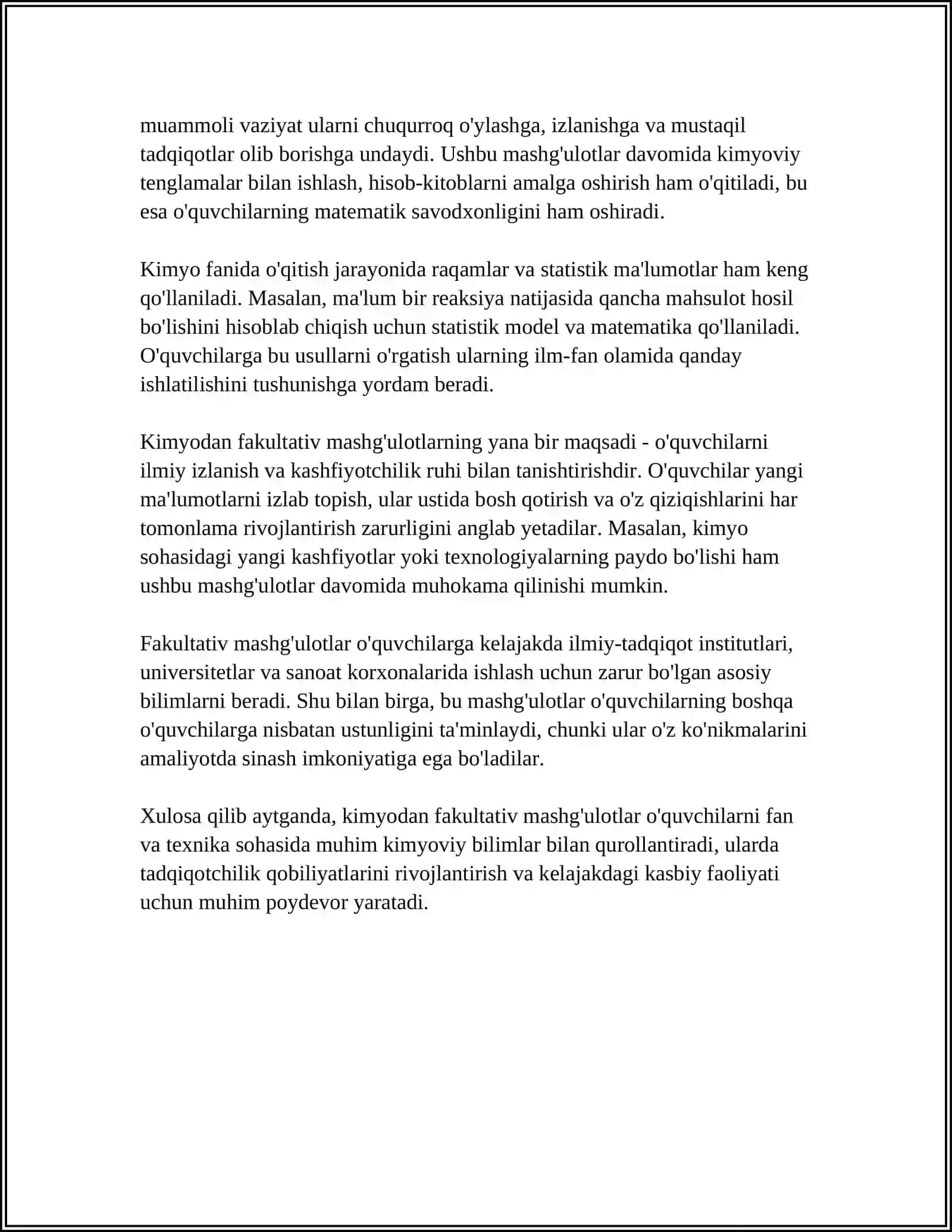 Kimyodan fakultativ mashg'ulotlarning maqsadi 4
