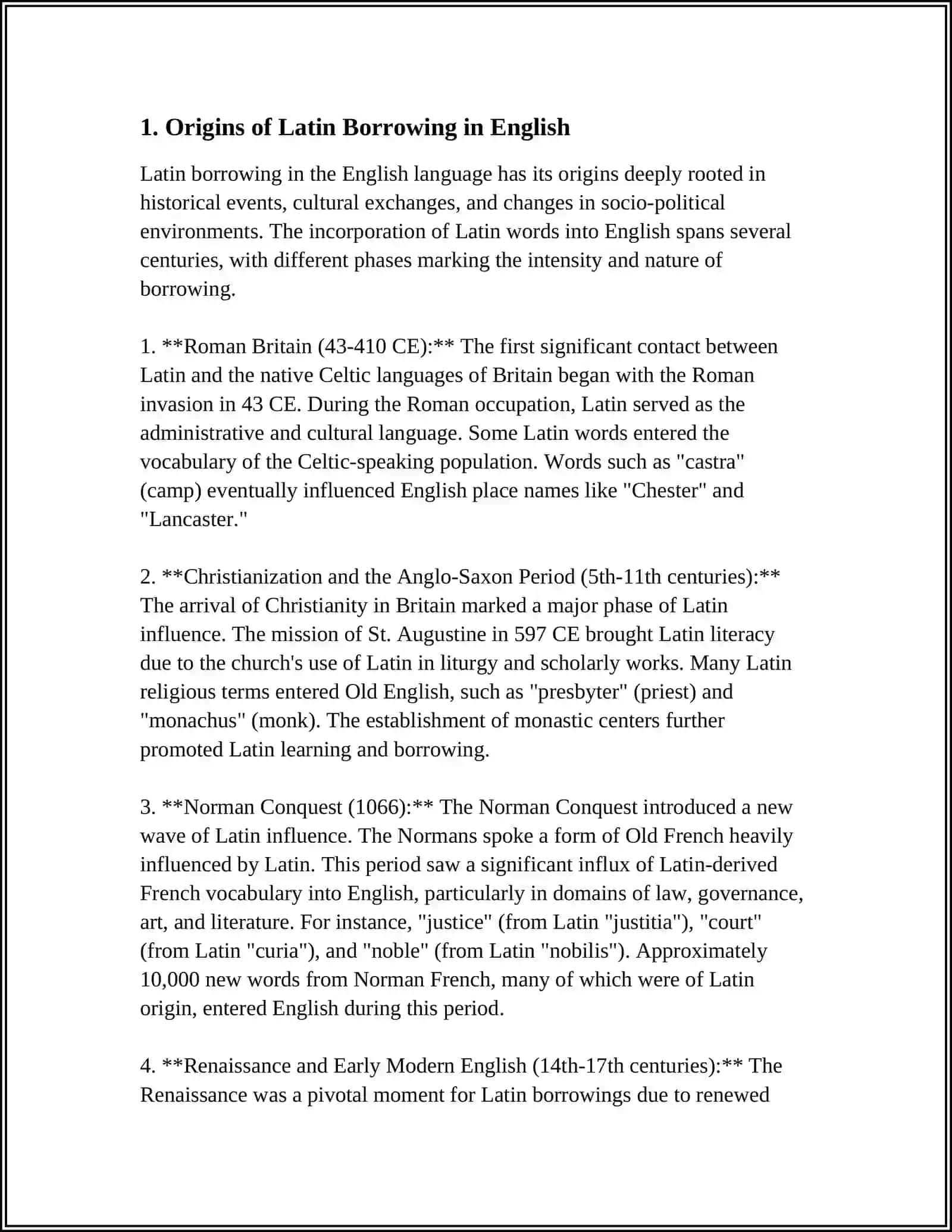THE HISTORY AND INFLUENCE OF LATIN BORROWINGS IN ENGLISH 4