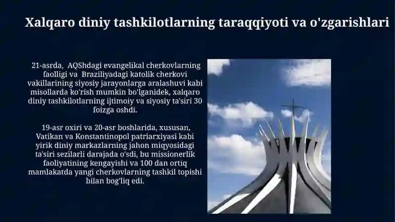 Xalqaro diniy tashkilotlar faoliyatining tarixi va ularning barqaror rivojlanishi 4