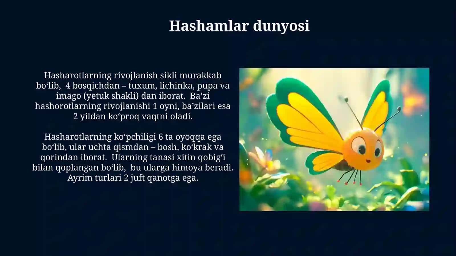 Bo'hcha bolalari uchun hashorotlar mavzusi 4