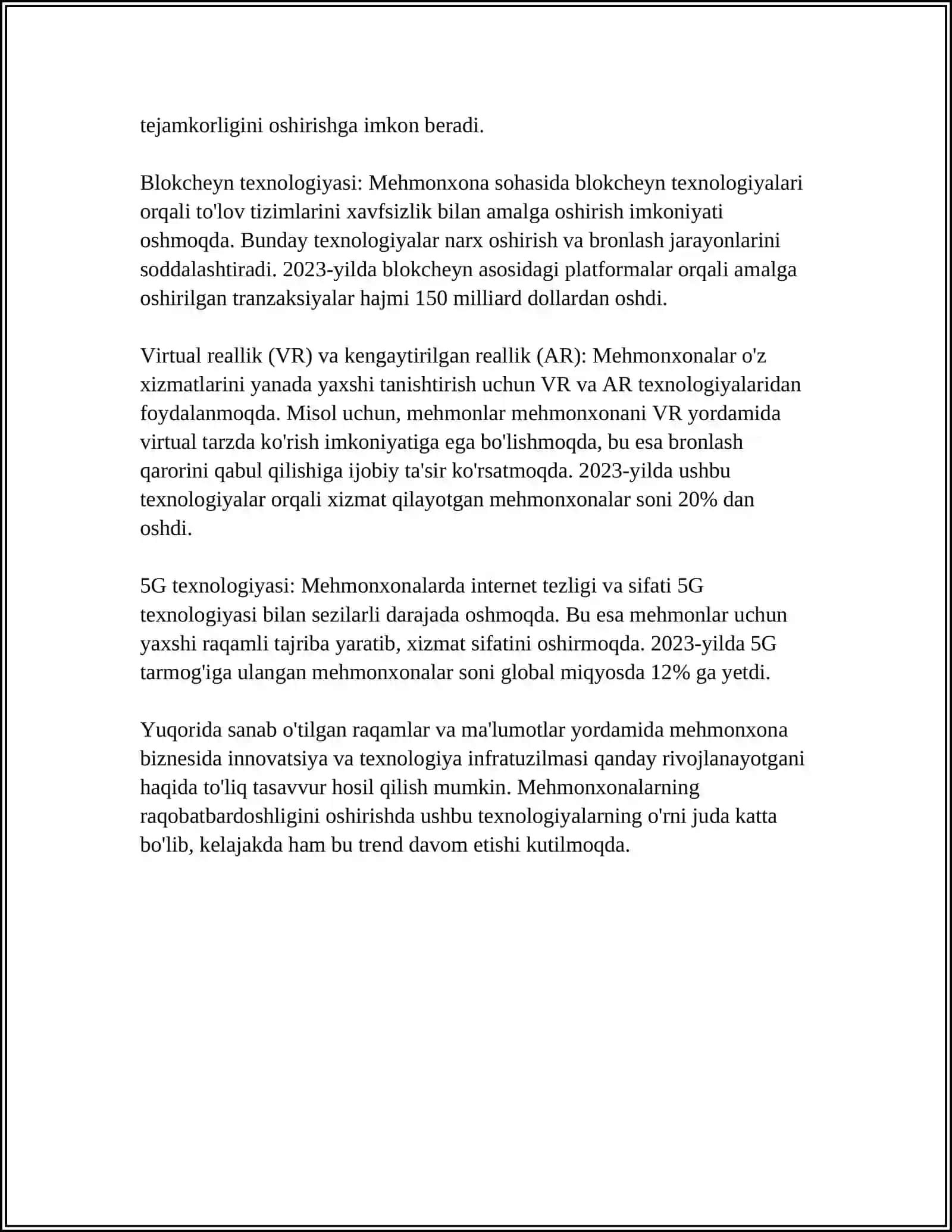 MEHMONXONA BIZNESIDA INNOVATSION JARAYONLARNING RIVOJLANISHI TARIXI 4