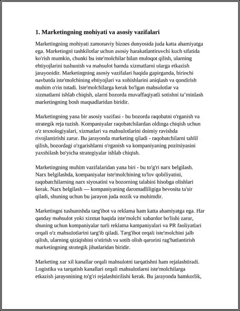 MT33. MARKETINGNING ASOSIY VAZIFALARI.MARKETINGNING ASOSIY TAMOYILLARI 4
