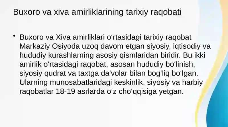 Buxoro -Xiva munosabatlaring keskinlashuvi 4