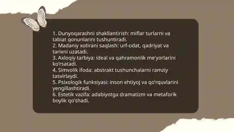 Mif afsonalar va rivoyatlar ularning adabiyotdagi òrni 4