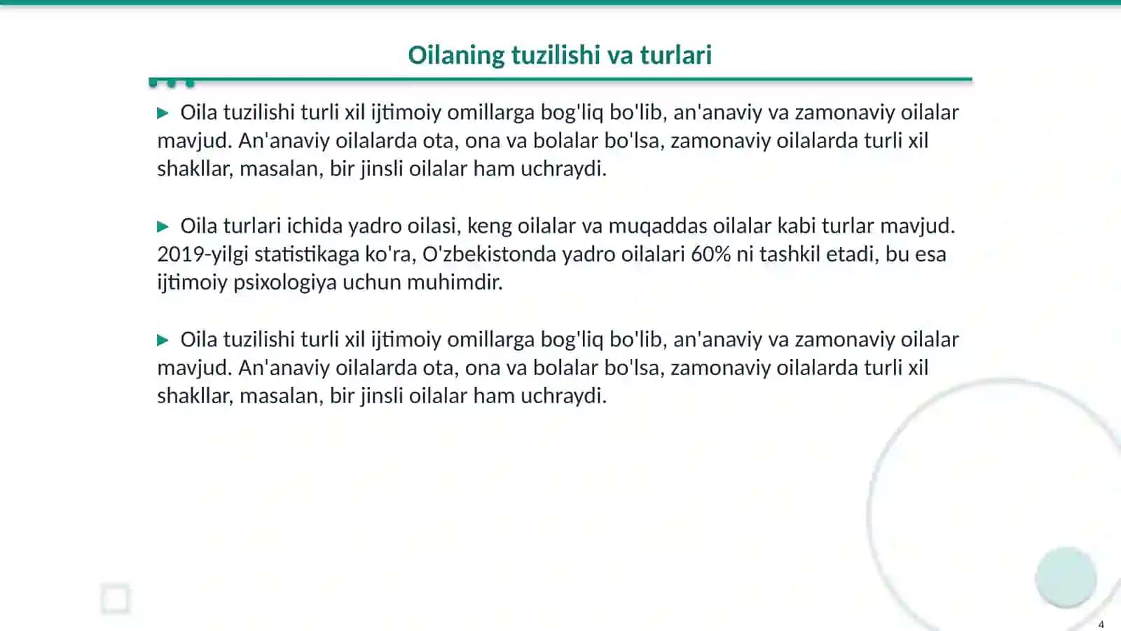 Sotsial psixologiya fanidan oila mavzusi buyicha slayd 4