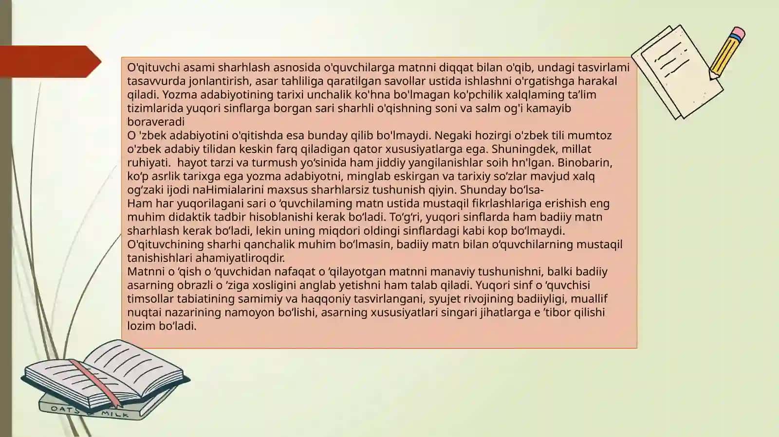 ADABIYOT SABOQLARIDA SHARHLI O’QISH 4