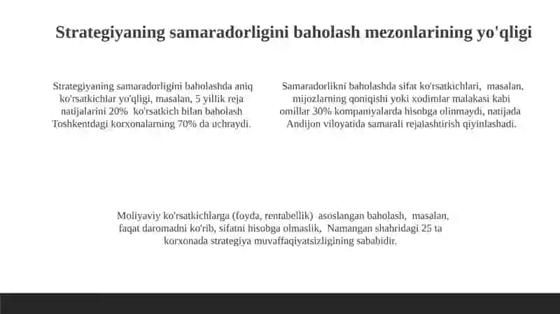 Korxona strategik rejalashtirish muammolari 4