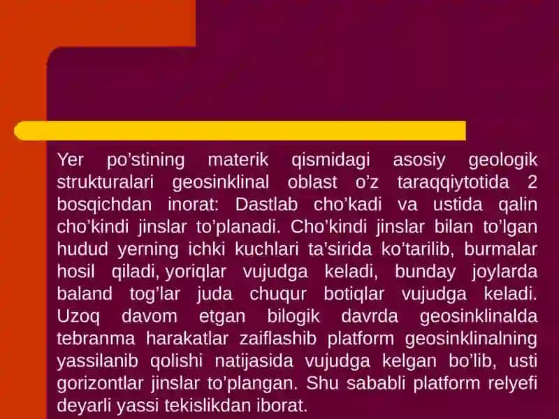 Relyef hosil qiluvchi jarayonlar haqida ma'lumot 4