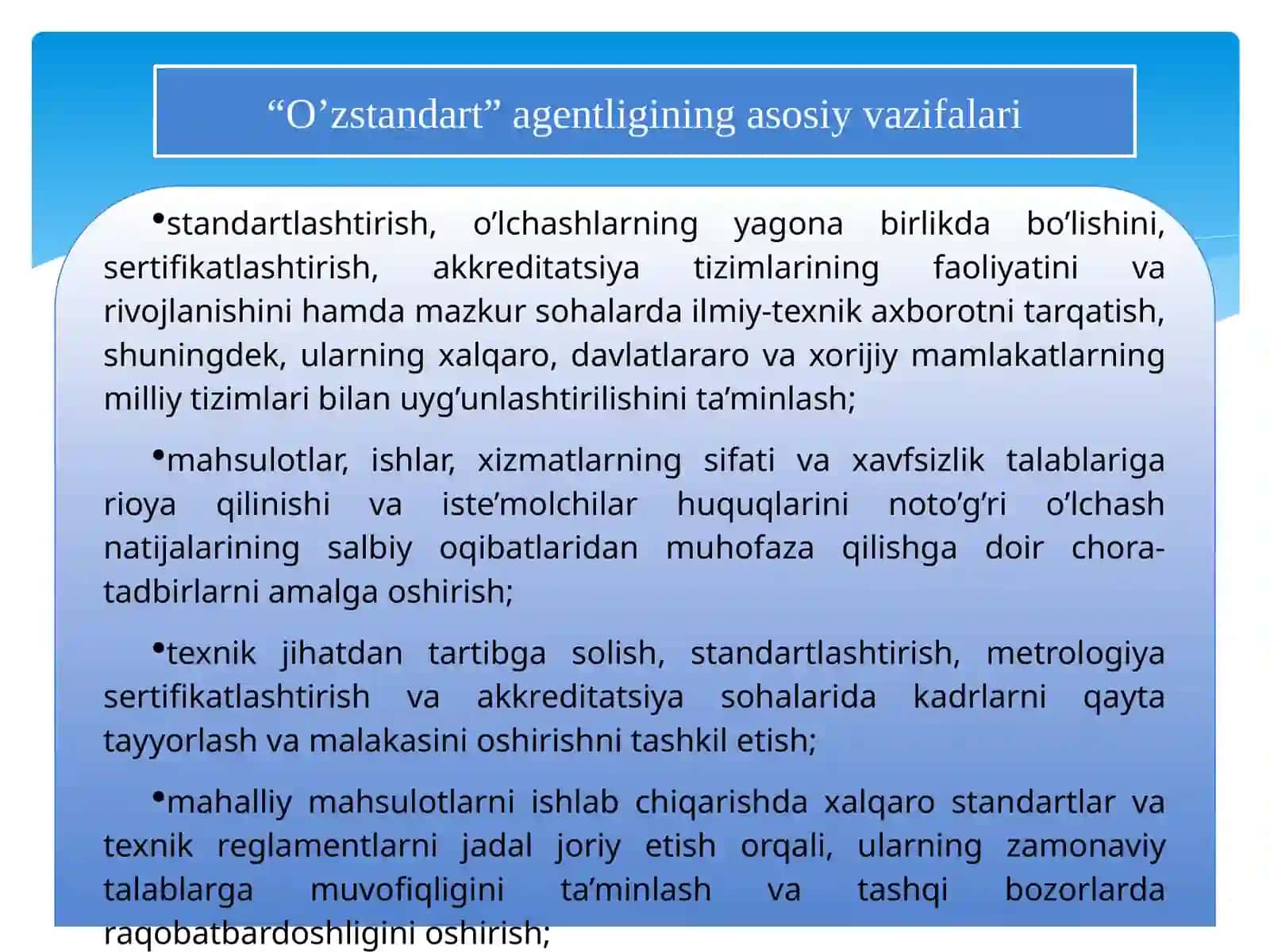 O’zbekistonda sertifikatlashtirishning tashkiliy tuzilmasi 4