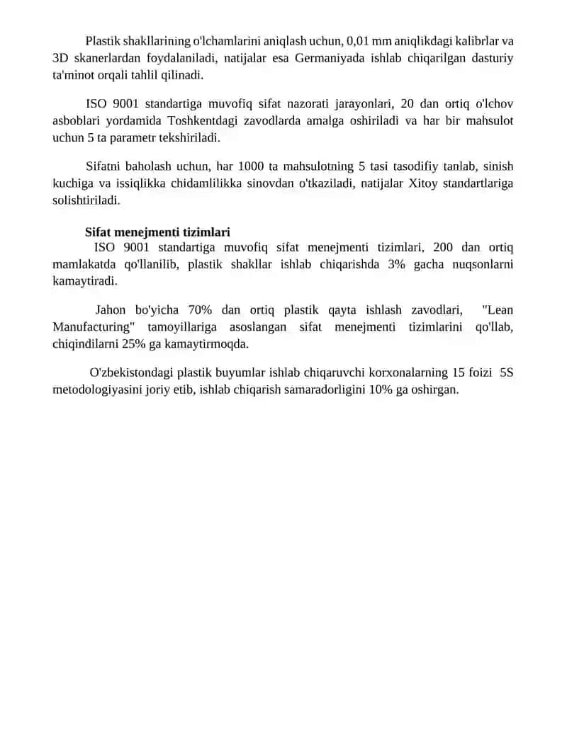 Plastir dori shakllarini standartlash va sifatini shakllantirish 4