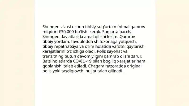 Tibbiy sug'urta chet elga chiquvchi shaxslar uchun 4