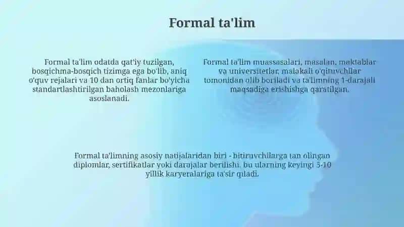 Ta'lim turlari va Ta'limni tashkil etish shakllari 4