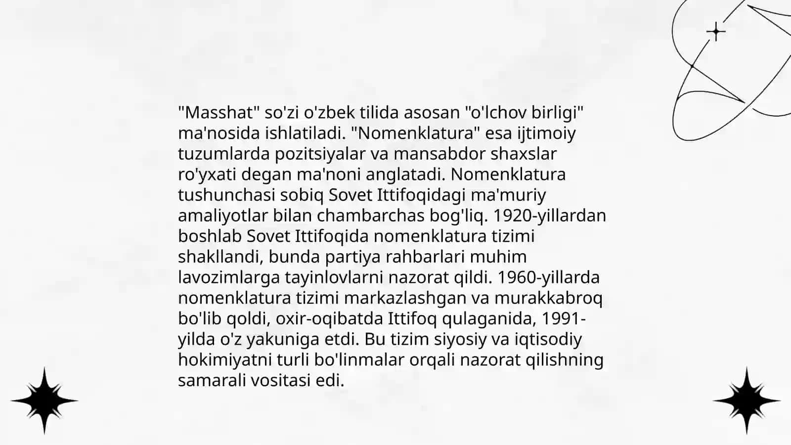Masshat va nomenklatura 4