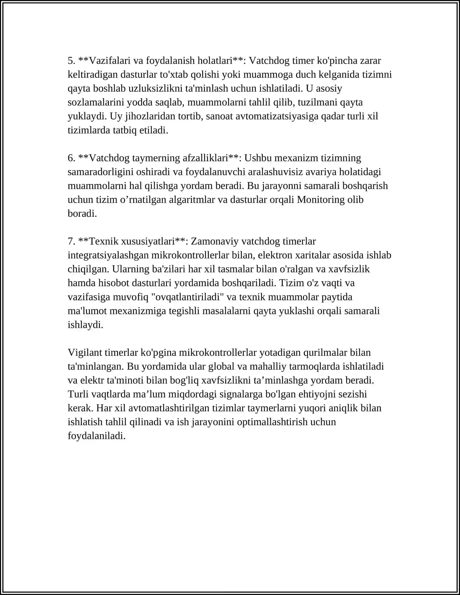 WATCHDOG TIMER MEXANIZMI VA TIZIM BARQARORLIGINI TA’MINLASHDAGI ROLI 4