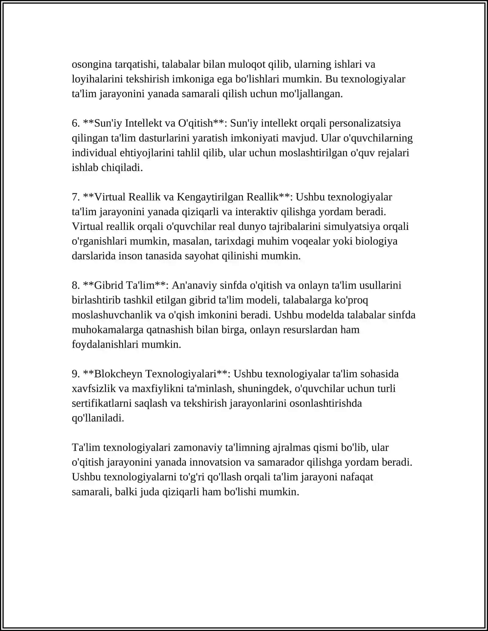 OʻQITISHNING TEXNOLOGIYALASHTIRISHFA METOD VA VOSITALAR 4
