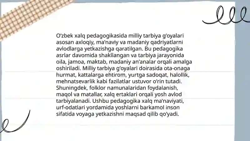 Milliy tarbiya gʻoyasining tarixiy pedagogik asoslari 4