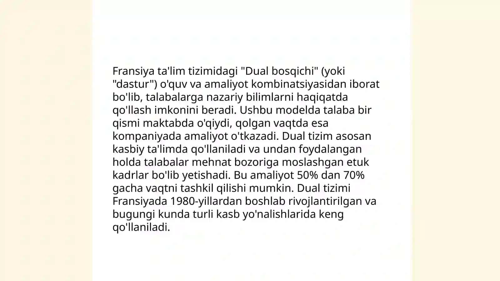 Fransiya talim tizimining "Dual bosqichi" xususiyatlari.Hindiston ta'lim tizimi va qiyosiy tahlili 4