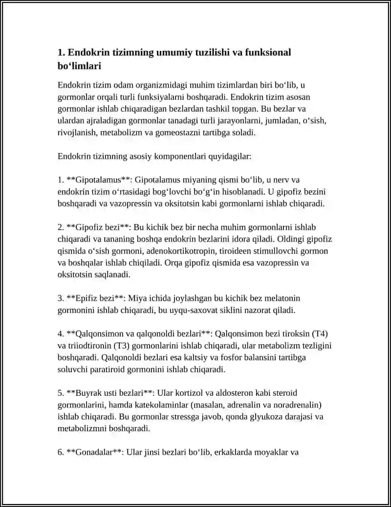 Mavzu: ENDOKRIN TIZIMI. GIPOFIZNING TUZILISHI. ADENO- VA NEYROGIPOFIZ GORMONLARINING BIOLOGIK TA'SIRI. QAYTA BOG‘LANISH MEXANIZMI. NEYROENDOKRIN KASALLIKLAR: AKROMEGALIYA, GIGANTIZM, NANIZM 4