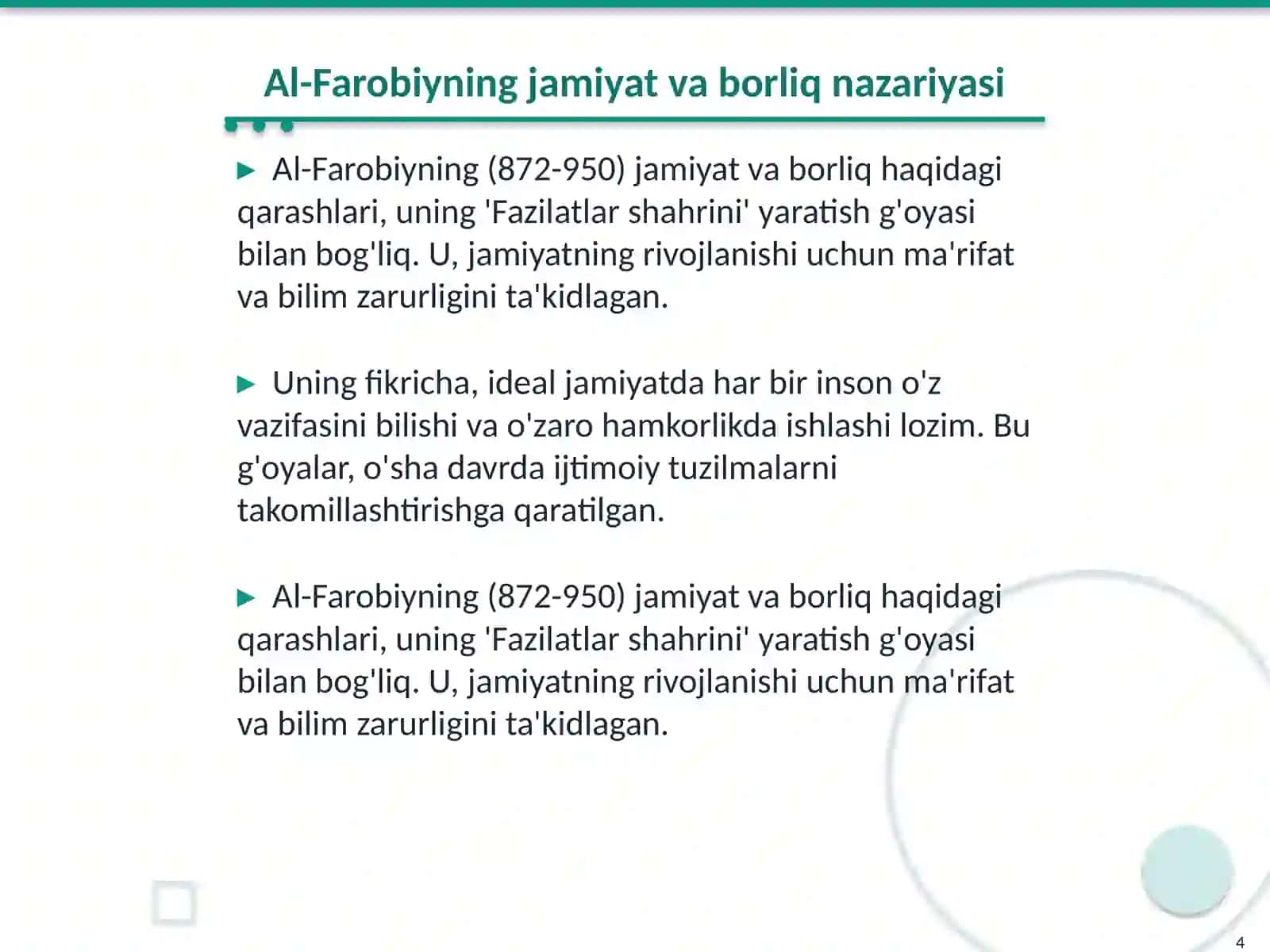 Sharq mutafakkirlarining borliq haqidagi ta'limotlari 4