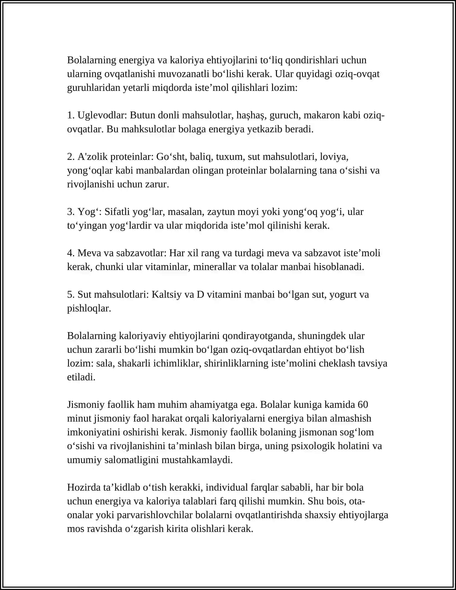 2 YOSHDAN KATTA BOLALARNI RATSIONAL OVQATLANTIRISH BO'YICHA MASLAXATLAR 4
