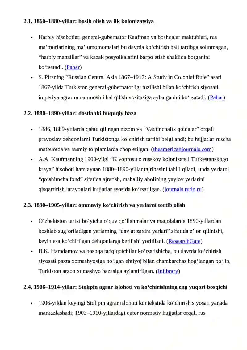 Rossiya imperiyasining Turkistonda ko‘chirish siyosati 4