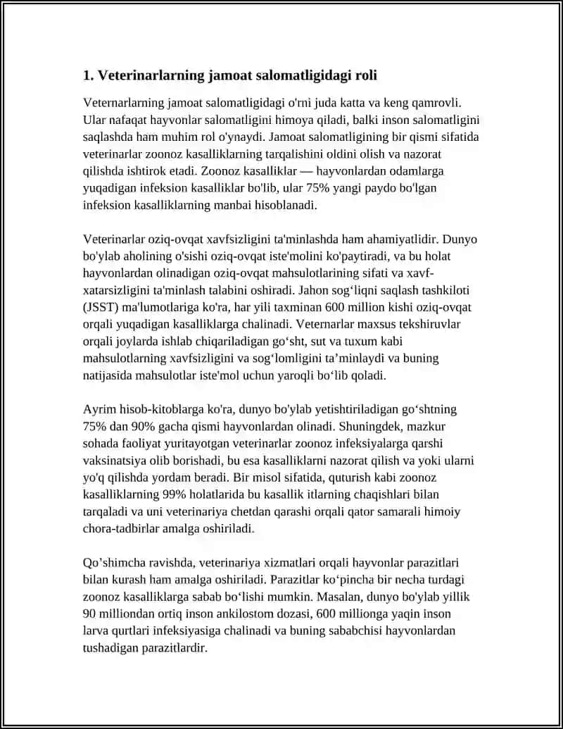 Veterinarlarning jamoat salomatligidagi roli 4