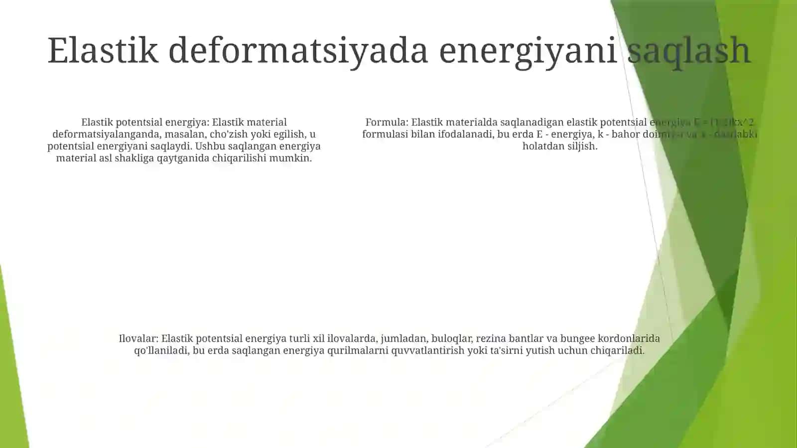 Elastik Defomastiyaning Potenstial Energiyasi 4