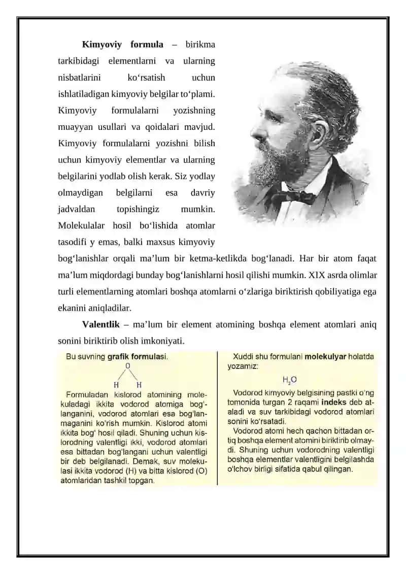 Kimyoviy formula . Valentlik 4