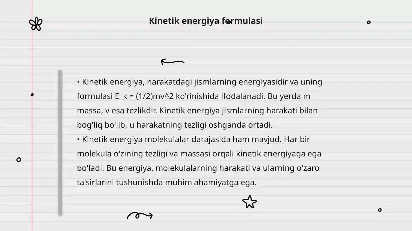 Bolsman doimiysi va bitta molekulalarning kinetik energiyasi 4
