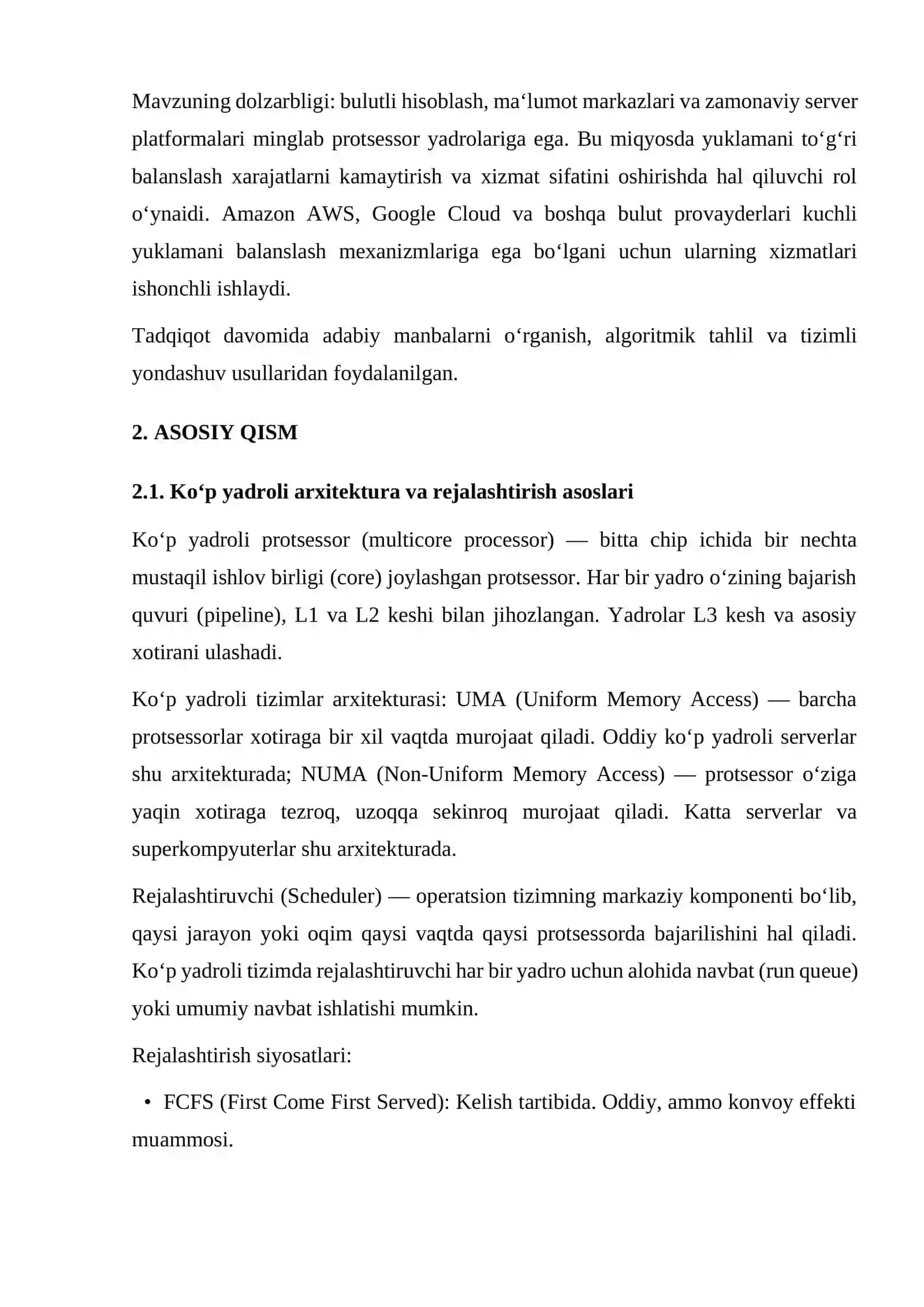Koʻp yadroli rejalashtirishda yuklamani balanslash usullari 4