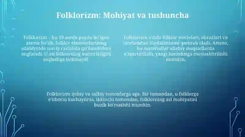 Folklor va Adabiyot: O'zaro Ta'sir va Bog'liqlik 4