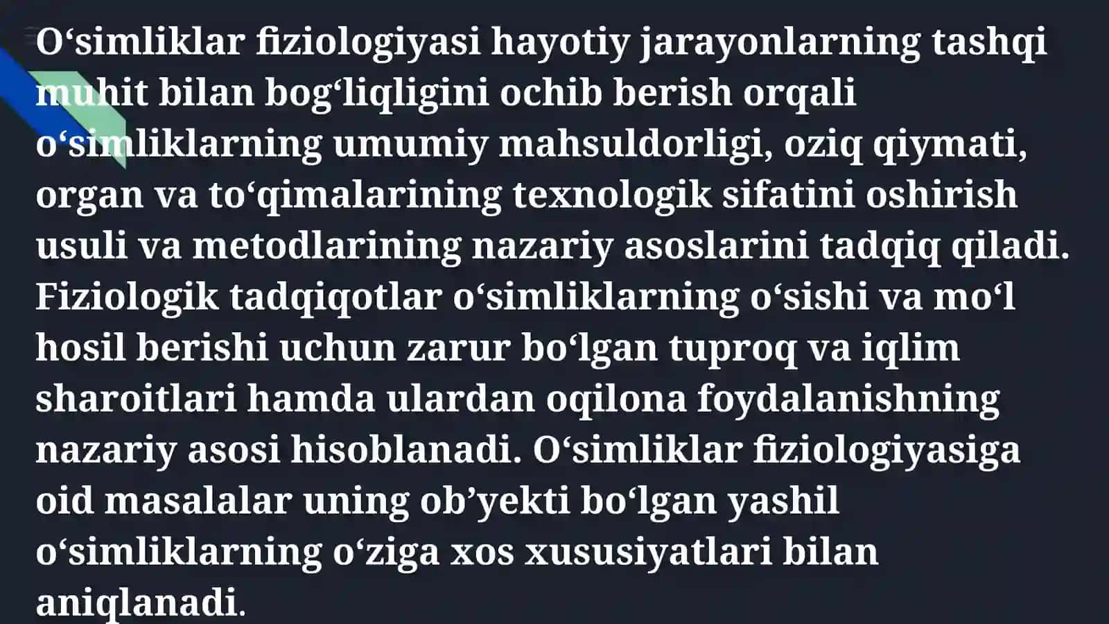 DORIVOR O'SIMLIKLAR FIZIOLOGIYASI FANIDAN 4