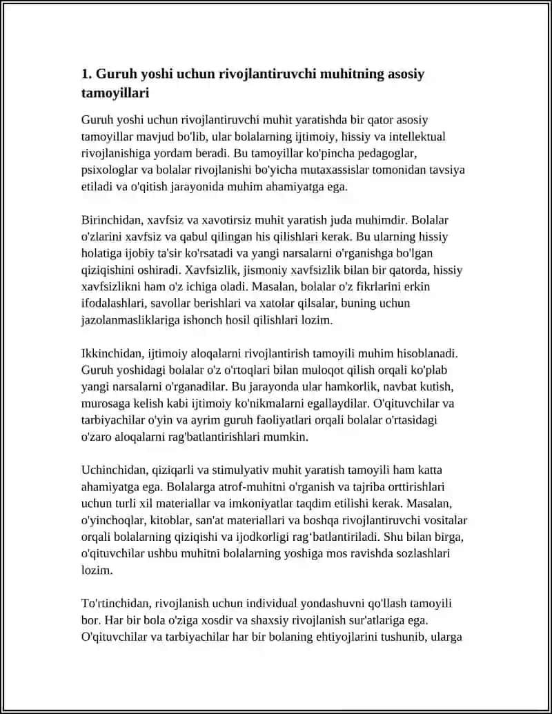 Guruh yoshi uchun rivojlantiruvchi muhitning asosiy tamoyillari 4