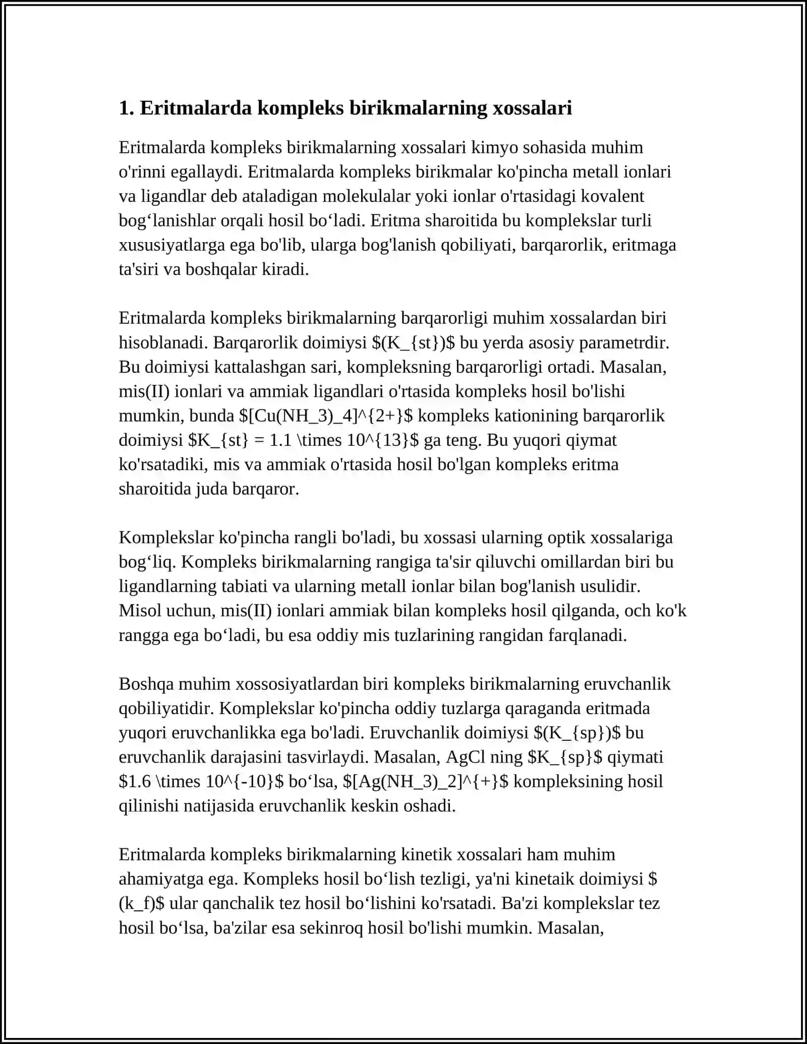 ERITMALARDA KOMPLEKS BIRIKMALARNING DISSOTSIALANISHI. KOMPLEKS BIRIKMALARNING OLINISH USULLARI 4