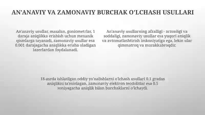 Burchak o'lchash usullari 4