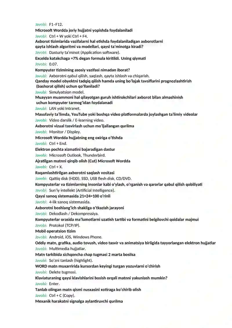 ARGOS TEST SAVOLLARI VA JAVOBLARI BILAN 100 % TO’LIQ HOLDA 4
